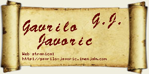 Gavrilo Javorić vizit kartica
